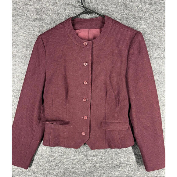 Jackets & Blazers - Kirkland Hall Jacket Women M Medium Red Button Up Long Sleeve Wool Pockets